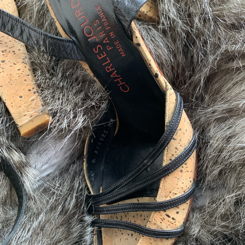 Charles Jourdan black strappy wrap sandal sz 6-1/2
